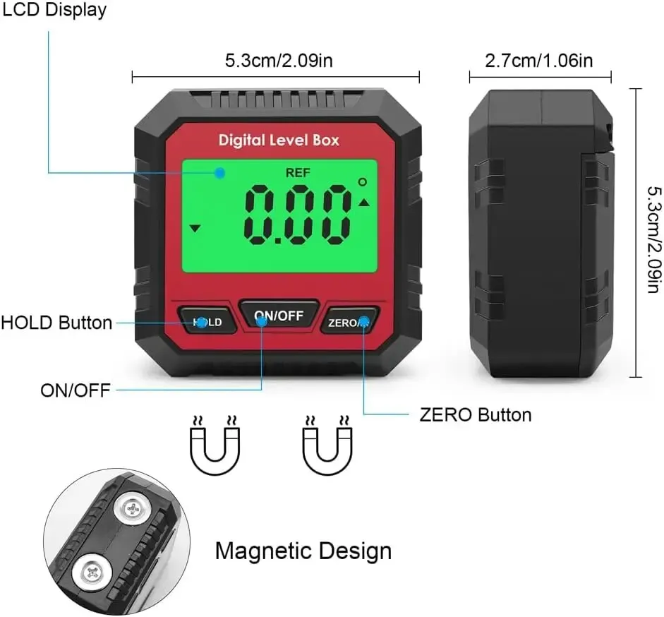 Digital Angle Meter Magnetic Absolute and Relative Measurement Angle and Slope Conversion Inclinometer