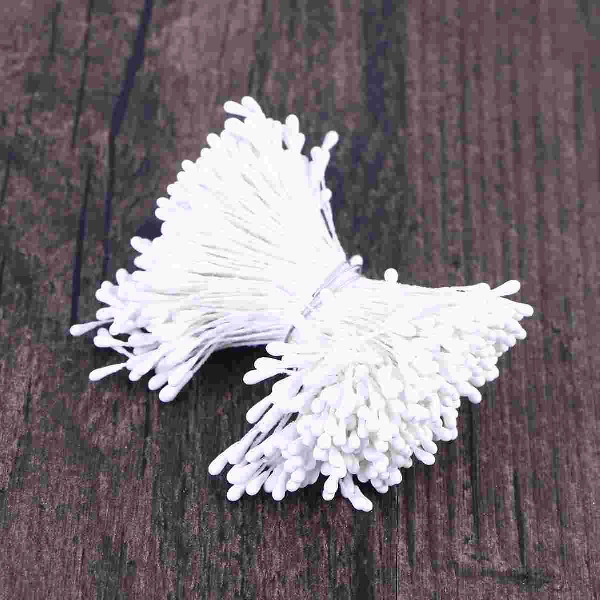 

400pcs/set Flower Stamen Artificial Pearlized Floral Stamen for Flower Making Scrapbook Decoration(White)