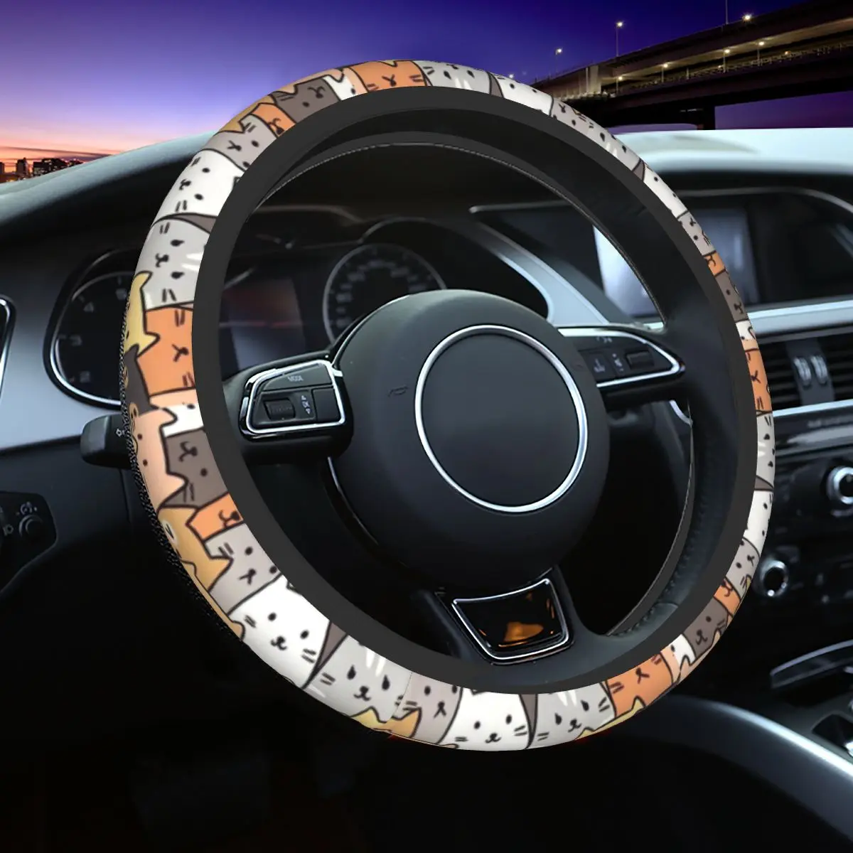 Car Wheel Cover Handgestikte stuurhoes 36-40 cm DIY leren vlechtwerk op