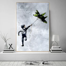 Urban Graffiti Abstract Art Canvas - Girl With Balloon Wall Decor - 55x80CM NO FRAME (Style 17)