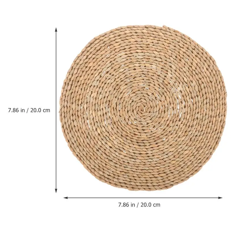 20/30cm Japanese Style Natural Straw Round Pouf Tatami Cushion Rattan Yoga Cushion Woven Sitting Seat Cushion 6