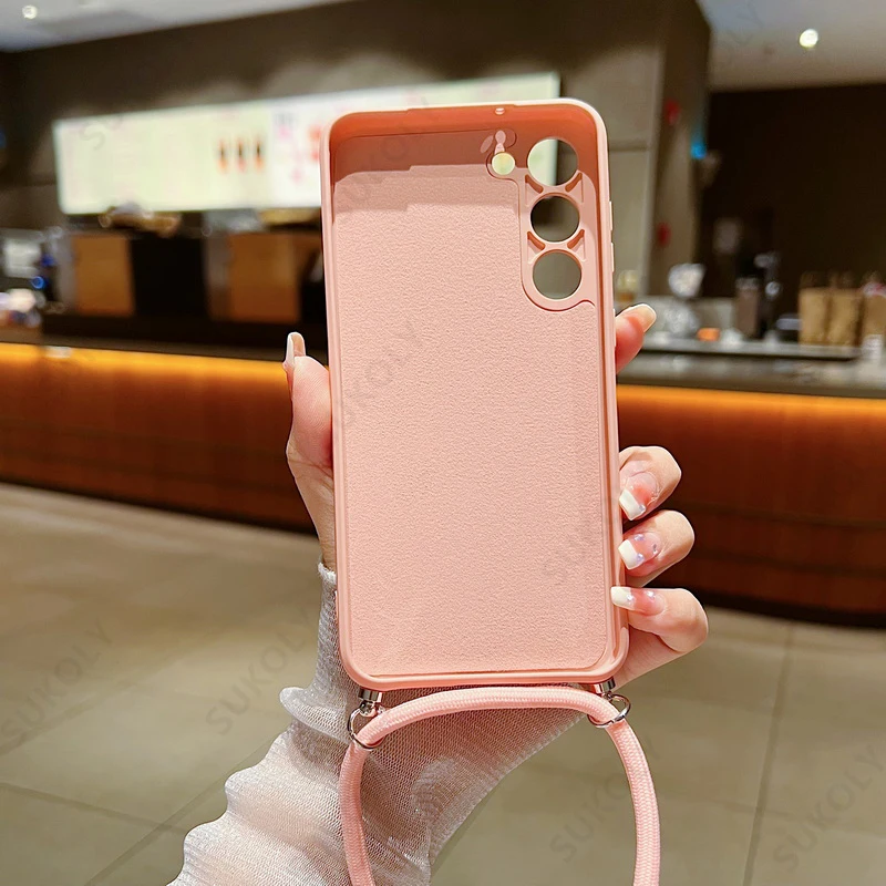 Crossbody Lanyard Soft Case For Samsung Galaxy S23 FE S25 Edge S26 S24 Ultra A17 A57 A37 A55 A56 A16 5G Liquid Silicone Cover — view 4