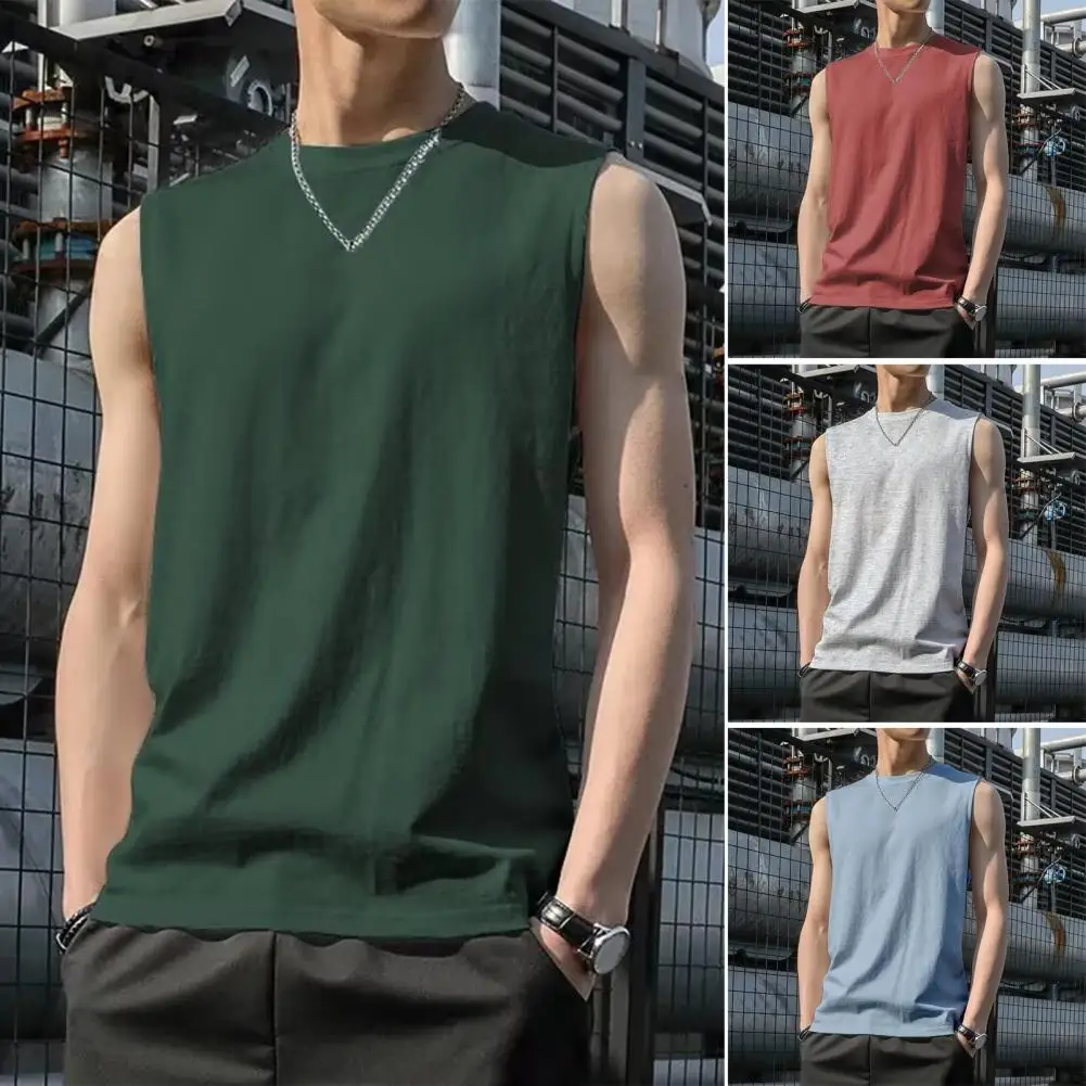 

Мужской летний топ, мужская летняя дышащая Спортивная майка для тренировок в тренажерном зале, Быстросохнущий Свободный жилет с круглым вырезом