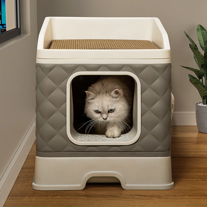 

Enclosed Hidden Drawer Cat Bedpans Leak Proof Portable Deodorization Cat Bedpans Folding Kedi Tuvaleti Cats Supplies WZ50CB