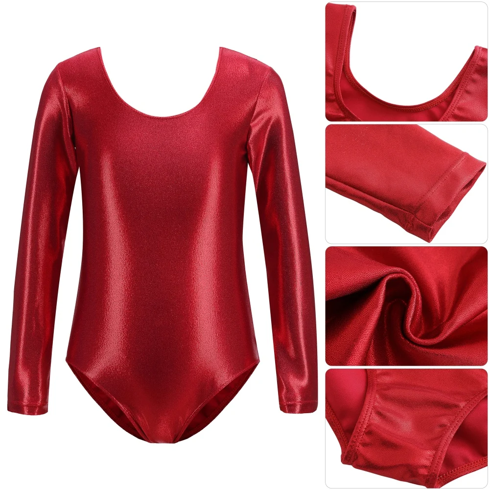 Leotards For Girls 3Pcs Ballet Dance Gymnastics Suit Long Sleeves Bodysuit With Shorts And Headband Stage Performance Dancewear