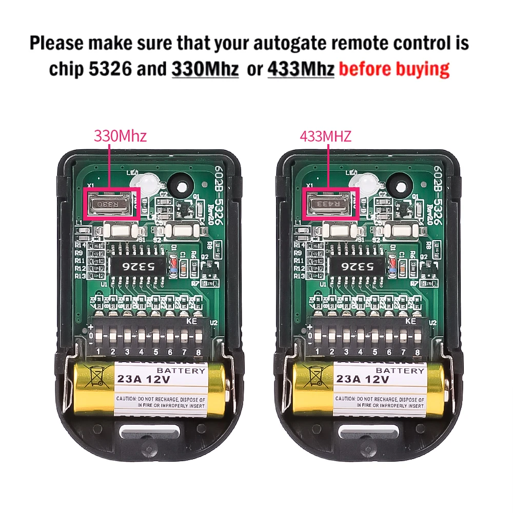 8 Dip 스위치 433Mhz 330mhz 스마트 복사 원격 제어 고정 코드 2 게이트 차고 문 오프너 또는 경보 시스템 용 CH 복사기