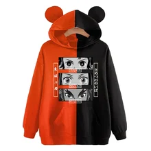 

Japanese Anime Demon Slayer Hoodies Women Kawaii Graphic Streetwear Harajuku Kimetsu No Yaiba Tanjiro Kamado Eyes Tracksuit
