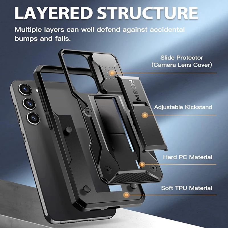 For Samsung Galaxy S23 phone case with Sliding Camera Lens Cover Drop Protection Rugged Shockproof Phone Case with Kickstand