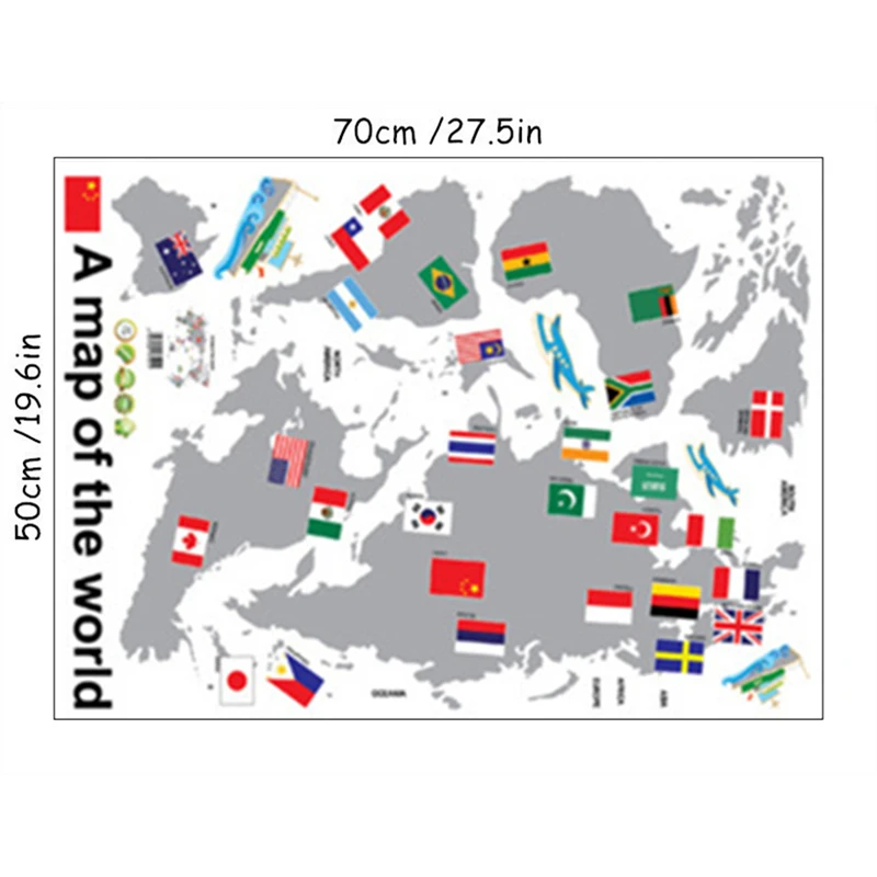 Child Puzzle Map Stickers National Flag Design Vinyl Wall Decals Room Decoration for Home Nursery Kids Bedroom Cartoon Wallpaper