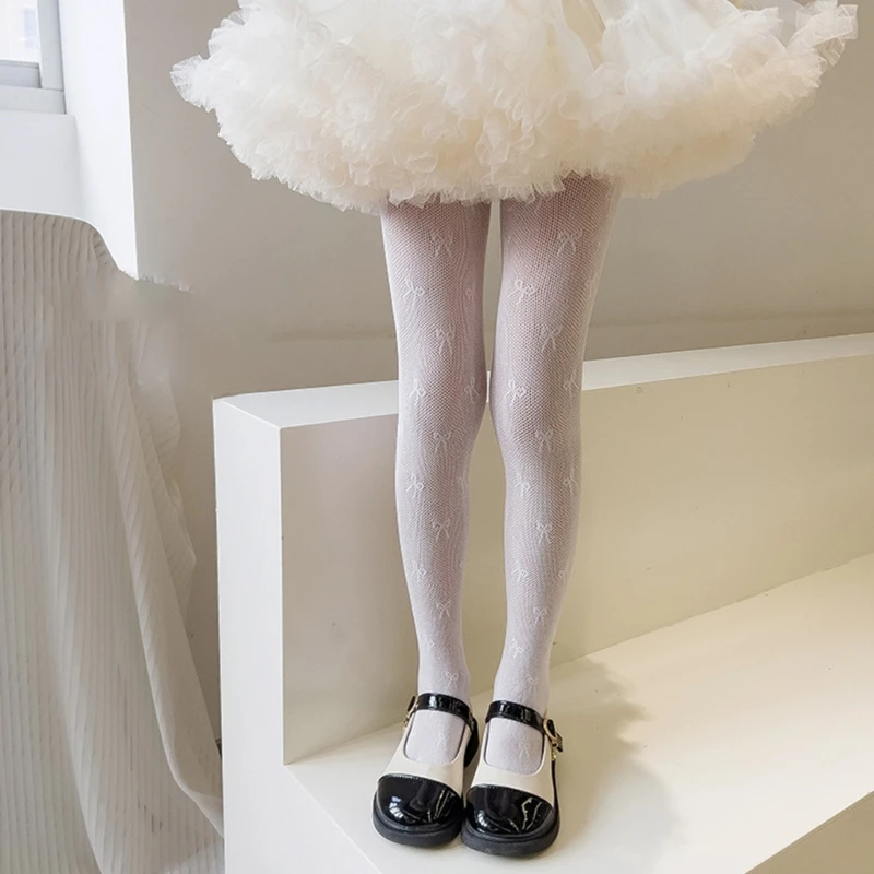 Spring Summer Thin Tights Leggings Socks Hollowed Breathable Mesh Lace Pantyhose Princess Long Socks for Kids Girls Baby