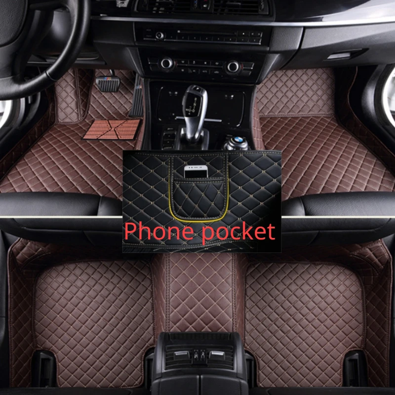 

Автомобильные коврики на заказ для Citroen DS 3 2019-2017 года, искусственная кожа, карманный ковер для телефона, аксессуары для интерьера автомобиля