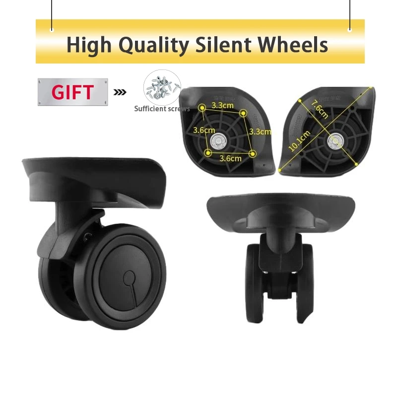 Suitcase Wheel Accessories Universal Wheel Boarding Suitcase Pulley Silent Wheel Wear-Resistant Reinforced Luggage Roller