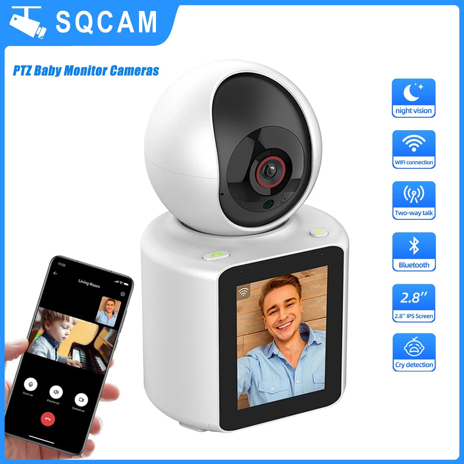 

SQCAM 1080P baby monitors wi-fi video cameras for home infrared night vision two-way baby call video baby monitor with camera