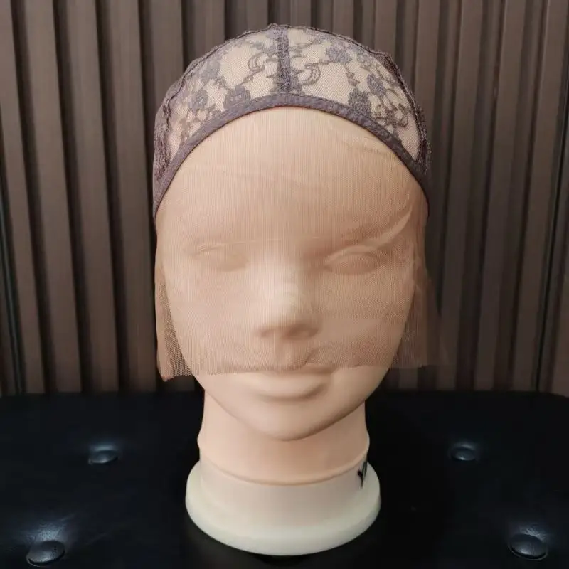 10 pieces of brown lace mesh hats-unisex polyester hair care hats with beautiful floral patterns, natural and authentic design