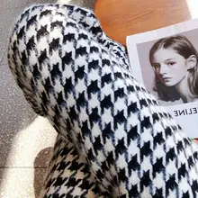 

High Waist Straight Pants Wide Leg Pants Thick Large Size Pants Women Fashion Trousers Plaid Chic Style Autumn and Winter Woolen