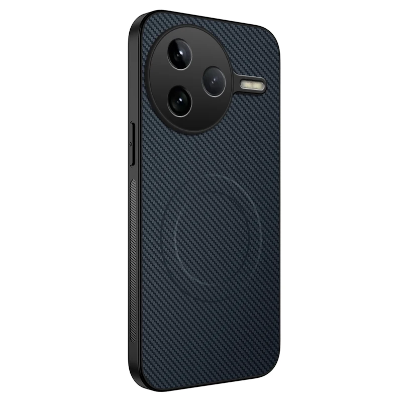 MagSafe Carbon Fibre Phone Case with Camera Lens Protection - Soft Bumper Cover