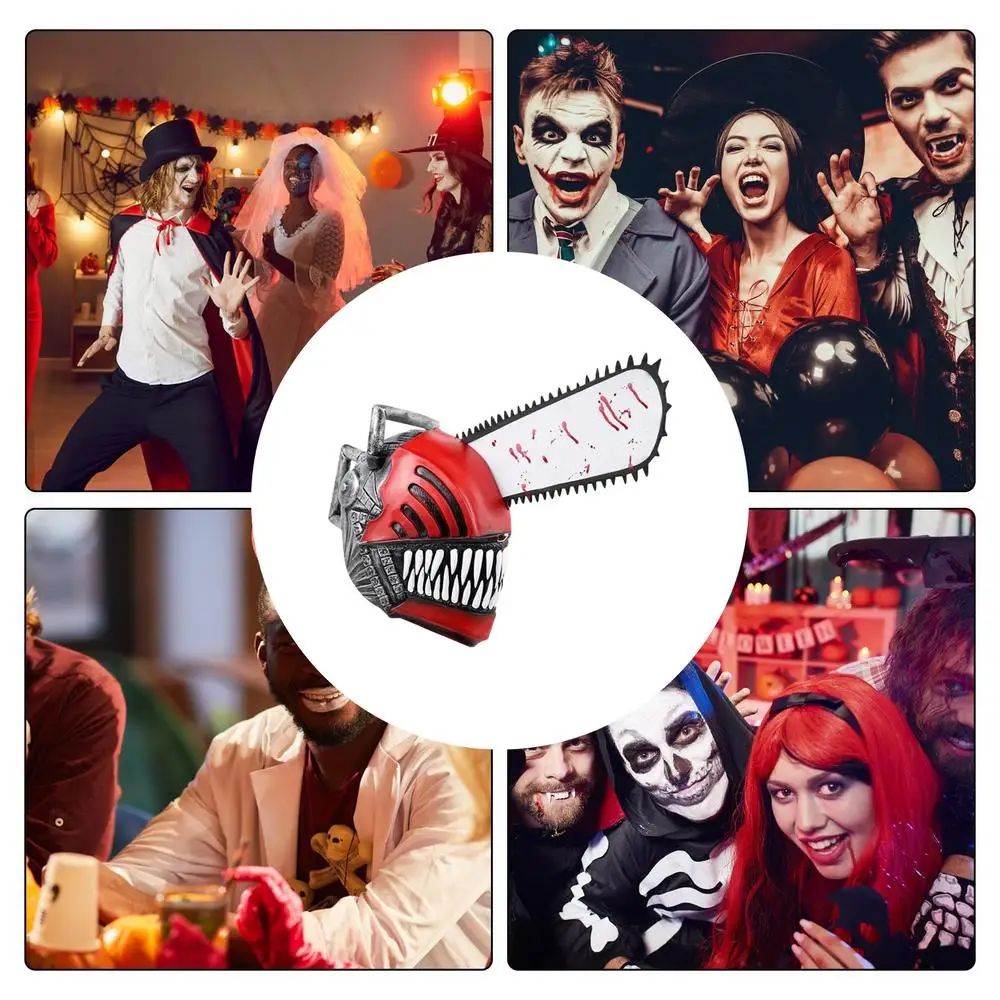 Kettensäge Maske Für Männer Cosplay Anime Kostüme Kettensäge Mann Rolle Sah Latex Helm Halloween Requisiten Zubehör Für Erwachsene Geschenk – Detail 4