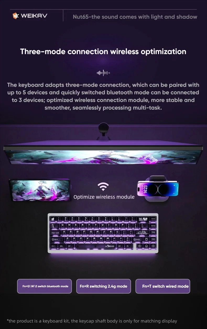 Rainy65 NUT65 Mechanical Keyboard Aluminum Kit 68% Layout HotSwap Three Mode Rgb Gaming Keyboard FR4 E-sports Accessories