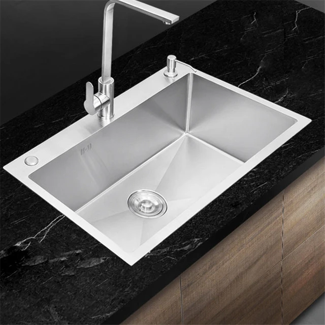 Fregadero de cocina empotrado de acero inoxidable, mejora del hogar, lavado  cepillado, lavabo de frutas Manual, tazón individual con accesorios de  drenaje - AliExpress