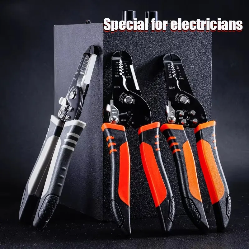 Wire Stripper & Crimper Tool Multi-Functional Electrician Wire Stripper & Crimper Tool Wire Stripping Cutting Pliers For Peeling & Network Cabling