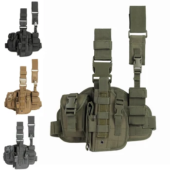 Tactical Leg Gun Holster Outdoor Multi-function Camouflage Bag Tied Leg Pistol Protective Cover Phone Pocket Hunting Gear 1