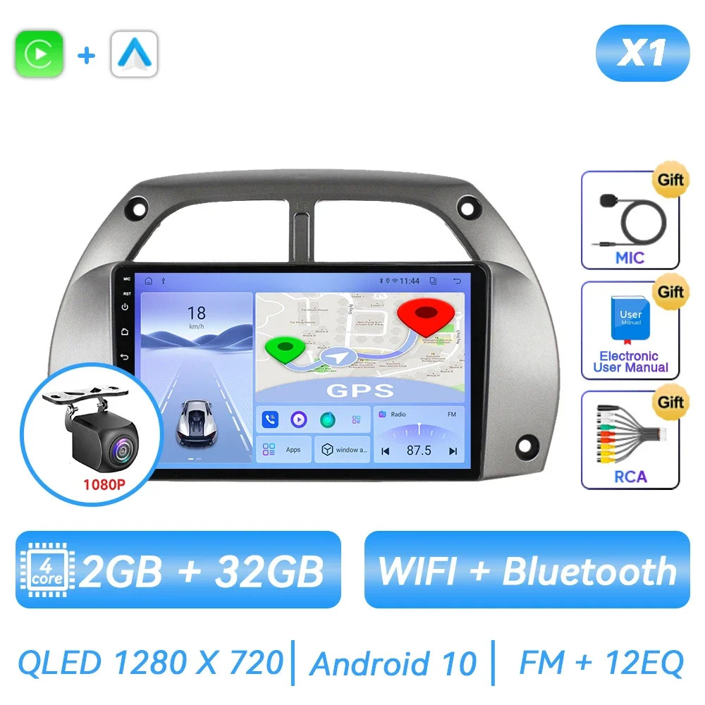 2G+64G Android 13 Autoradio 9 Pollici Per Toyota RAV4 2001-2006: Wireless Carplay, Android Auto, GPS, WiFi E Telecamera Posteriore