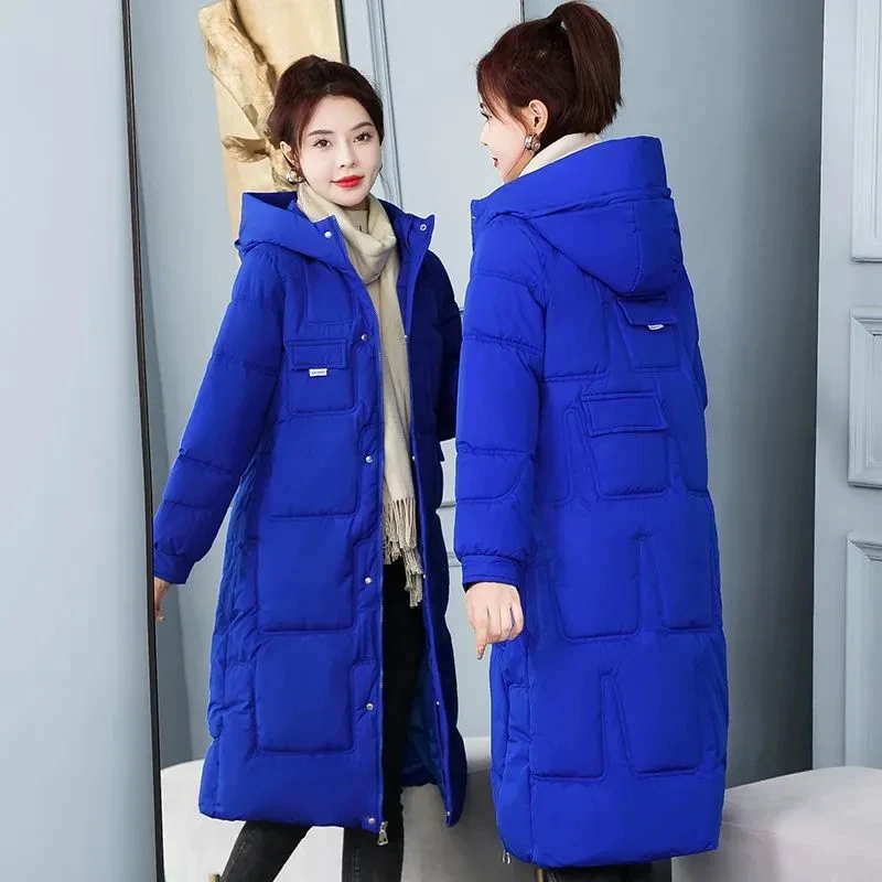 

Cotton Clothing Women's Long Over-The-Knee Winter New Jacket Woman Warm And Thick Slim Hooded Coat Elegant Cotton-Padded Parkas