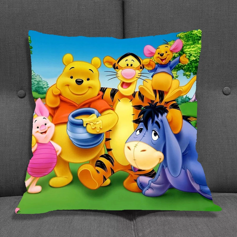 

Kawaii Winnie the Pooh Throw Pillow Covers Bed Pillows Decor Home Pillowcase Car Sofa Short Plush Cushion Cover 45x45cm Cushions