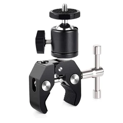 Versatile Super Clamp with 360° Mini Ball Head & Quick Release Bracket (B)