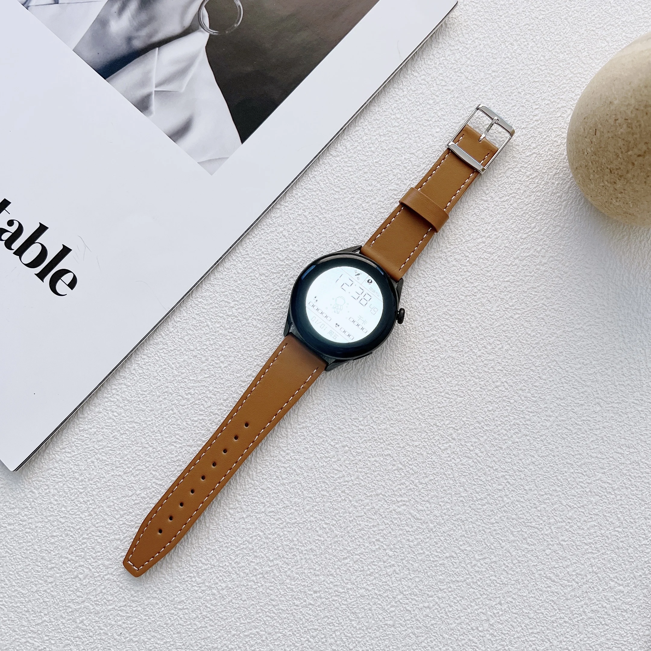 22mm Leather strap For Samsung Galaxy Watch 3 45mm Huawei Watch 46mm smart sports watch wristband For Amazfit GTR 47mm/Stratos 3