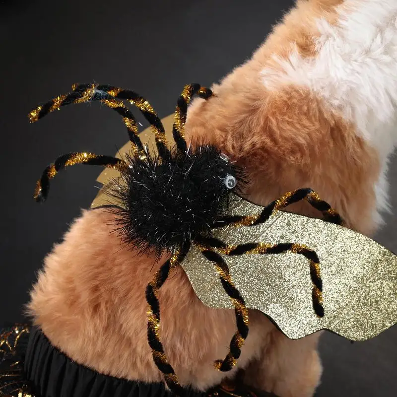Dog Spider Costume Halloween Spider Web Gauze Skirt Lightweight Gothic Dog Apparel Funny Pet Costume With Wings For Cats Small