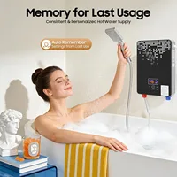 Chauffe-eau électrique instantané 3 en 1, 6,5 kW, température réglable jusqu'à 55°C ℃ Chauffe-eau sans réservoir résistant à la pression avec douchette, taille 19065285 mm pour évier, douche et baignoire 3