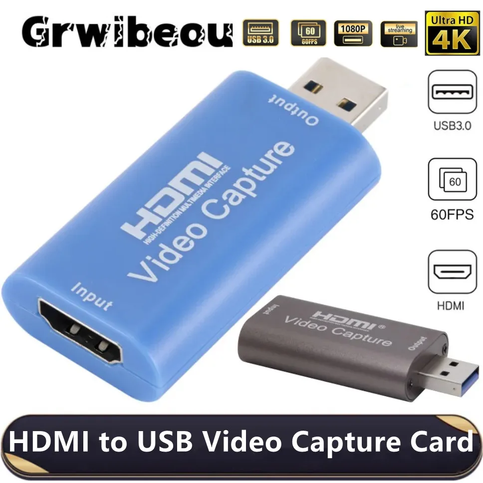 Grwibeou 4K Scheda Di Acquisizione Video Usb 3.0 Usb 2.0 Hdmi Grabber Recorder Per Ps4 Game Dvd Camcorder Camera Registrazione Live Streaming