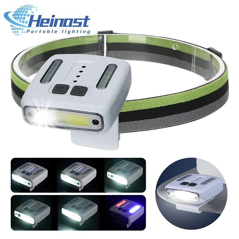 

Sensor LED Headlamp Multifunctional Cap Clip Headlight USB Rechargeable Fishing Light Built-in 1200mAh Battery Portable Lighting