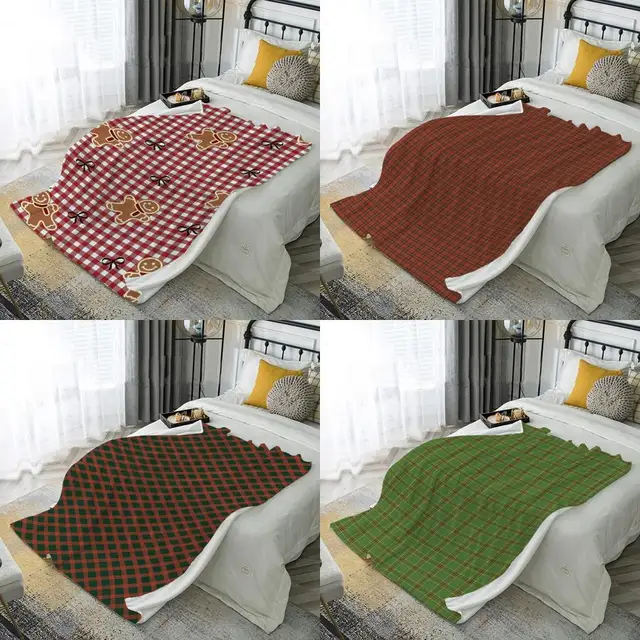 Gingerbread Check Flannel Blanket 1