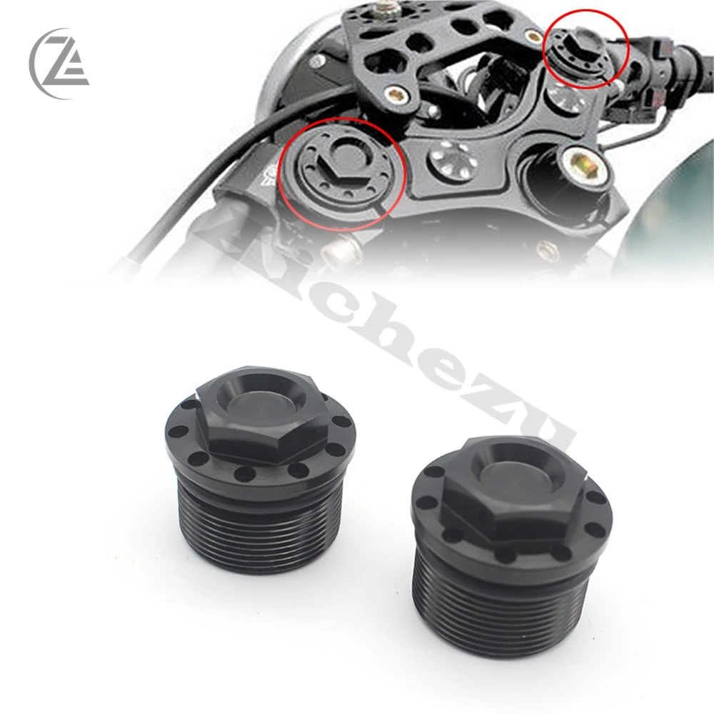 ACZ Motorcycle 1 Pair 39mm Black Anodized Fork Tube Cap Bolt Aluminum