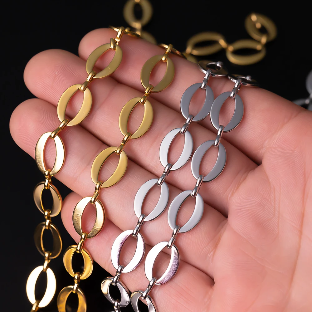 1 Meter vergoldete kubanische Halsketten aus Edelstahl, 10 x 14 mm, Buchstabe O-Link für DIY-Armbänder, Bastelbedarf, Schmuckherstellung – Detail 5