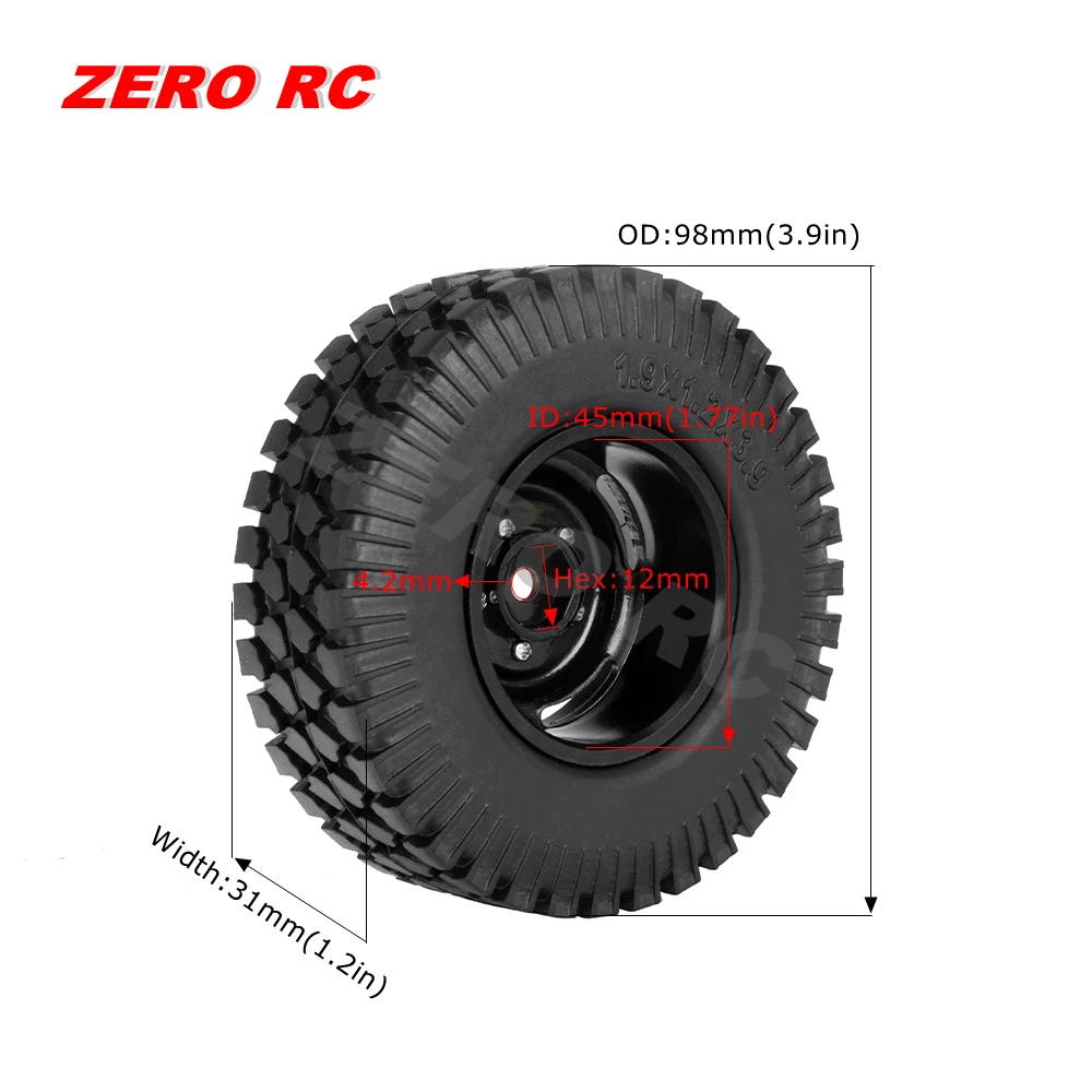 4 Pezzi RC 1:10 Crawler Ruote Pneumatici Pneumatici Da 1,9 - Foto 6