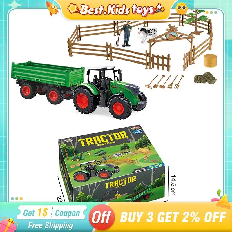 1:24 Rc Auto Scorrevole Agricoltore Trattore Agricolo Camion Giocattoli Per Bambini Simulazione Inerzia Mietitrebbiatrice Veicolo Di Ingegneria Ragazz