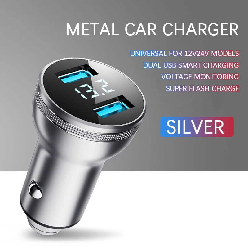 

Portable Car Charger Dual USB USB 120W Super Fast Charge AdapterCar Lighter Splitter For Smart Phone Charger