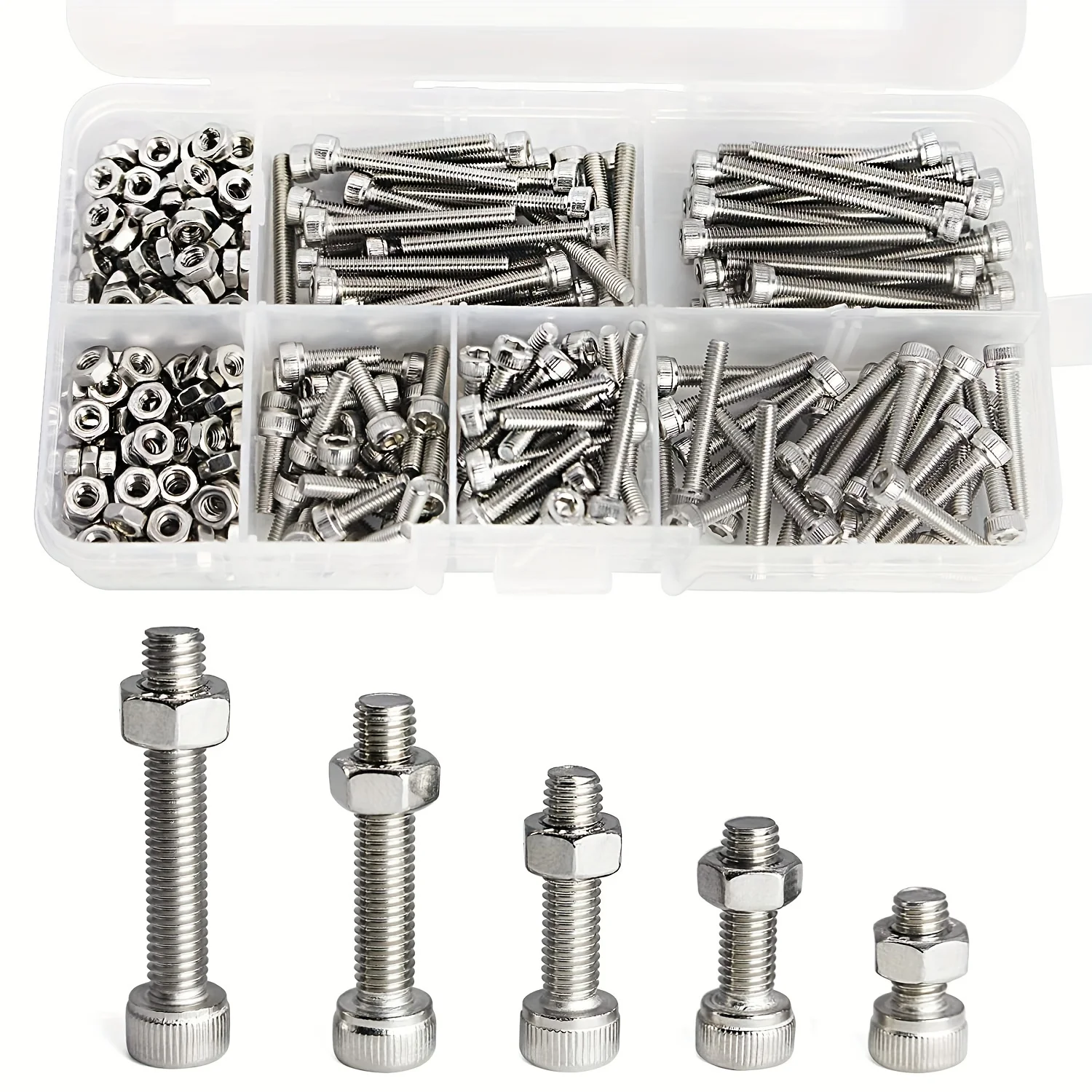 M5 x 10mm 16mm 20mm 25mm 30mm Hex Socket Head Cap Screws Bolts, Nuts, 304 Stainless Steel