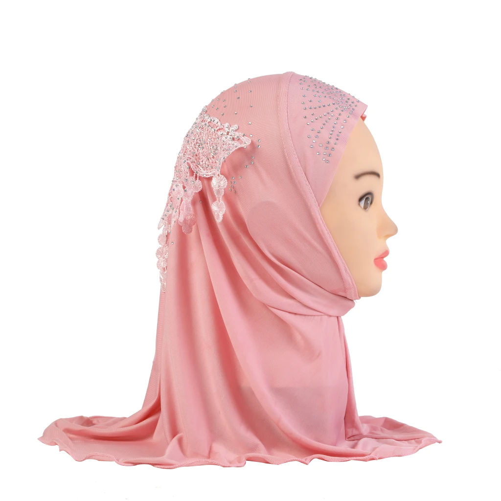 Hijab Lace Back Fit 2-5 Years Old Kids Pull On islamic scarf head wrap lace scarf children scarf muslim hijab