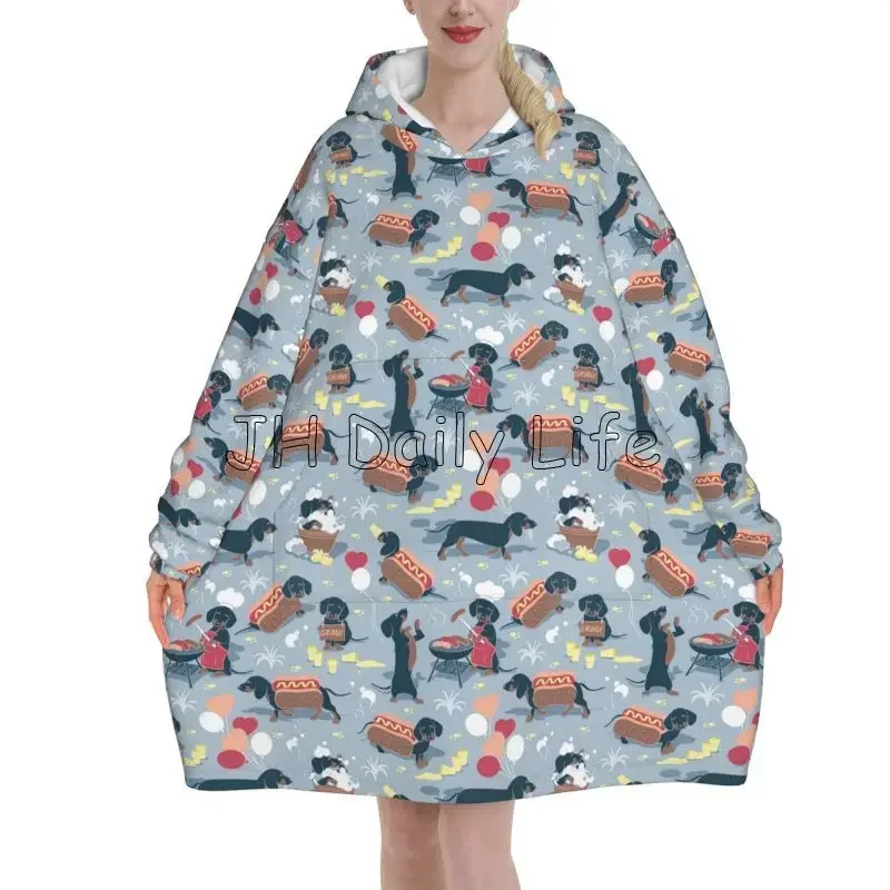cute-dachshund-wearable-blanket-hoodie-oversized-cozy-flannel-pullover