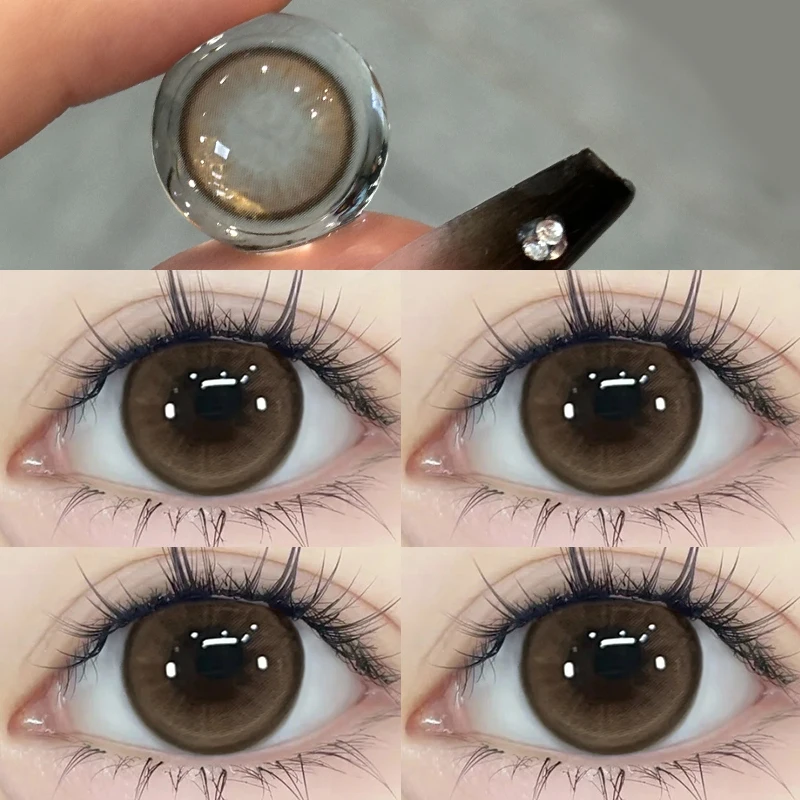 Natural Brown Contact Lenses for Enhanced Eye Beauty - Yearly Use with Myopia Correction