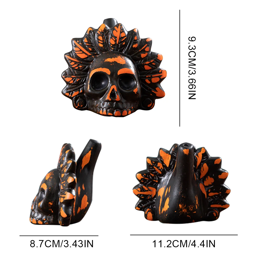 Authentic Aztec Death Whistle Loud Human Screaming Aztec Whistle Black Skull/Crows Creepy War for Halloween Prank Props horror scream whistle