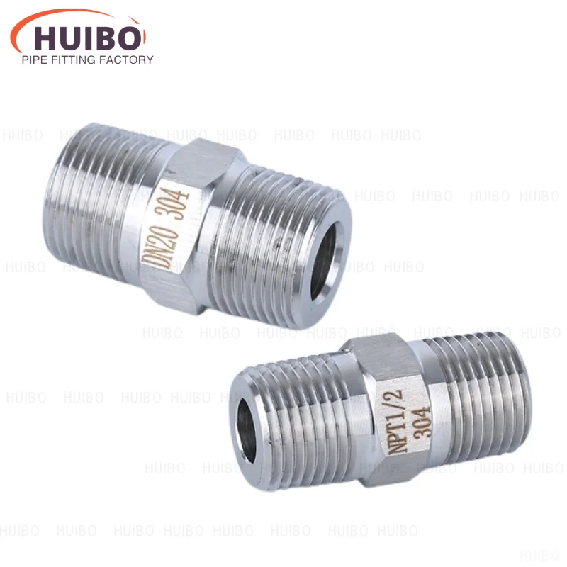 Pipe Fitting Water Pipe Fitting Hose Pipe Fitting High Pressure Adapter Coupler 1/8 1/4 3/8 1/2 3/4 1" G PT NPT Male Thread Hex Nipple Union 304 Stainless