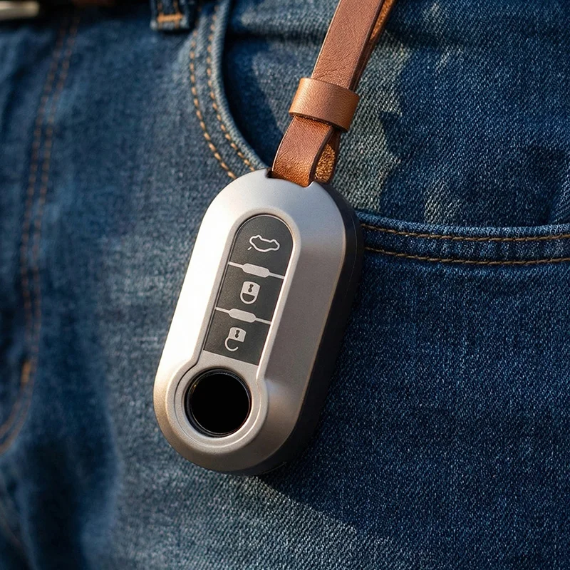 Sleek Grey TPU Car Key Case Cover - Durable Protective Shell