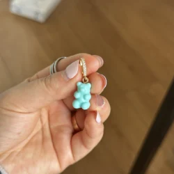 BenS Colorful Resin Gummy Bear Charm for Jewelry Making and DIY Crafts (Gold mint green)