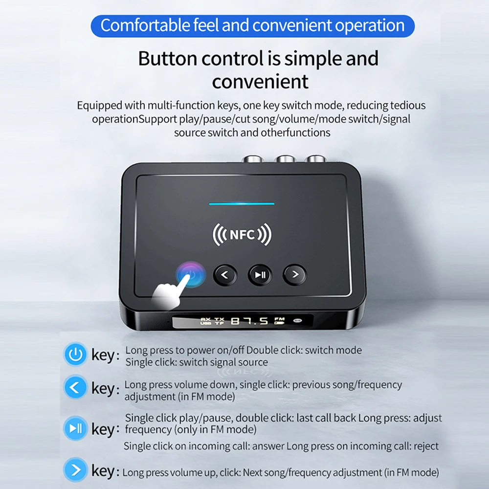 Bluetooth receiver transmitter Bluetooth Receiver Transmitter Bluetooth 5.4 Remote Controller 3.5mm AUX/RCA/USB U Disk/TF Input Digital Adapter M6
