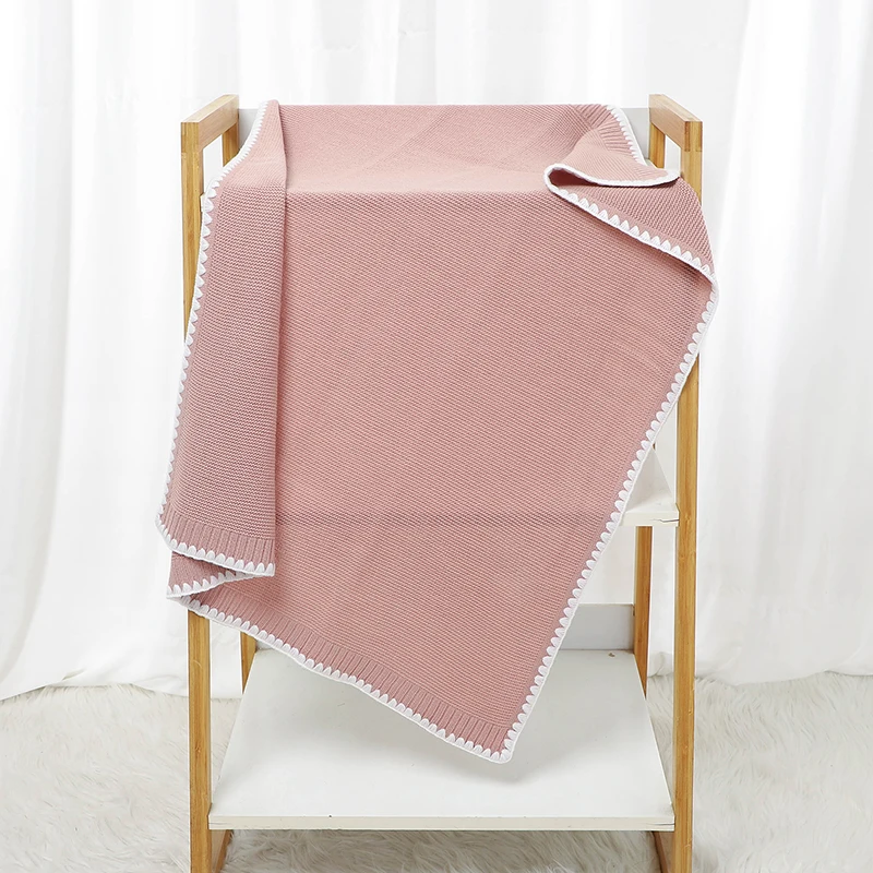 Knit Blanket Baby Blankets Knitted Newborn Boy Girl Bedding Quilt 90*70CM Plaid Infant Stroller Swaddle Envelop Wrap Fashion Solid Super Soft